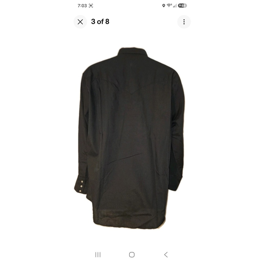 Karman Mens Size M Black Western Shirt Floral Embroidered Pearl Snap Ranch Rodeo - Picture 3 of 8